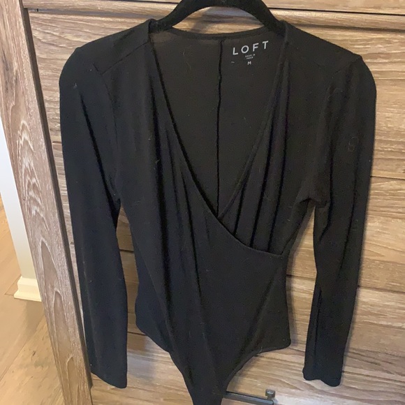 LOFT Tops - Black wrap bodysuit